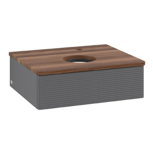 V&B Waschtischunterschrank mit Frontstruktur Antao 60x19x50cm, HL, WBP w wa, Anthrac. m Lac