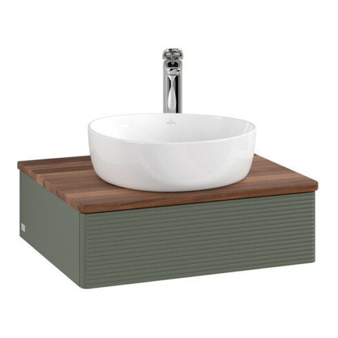 V&B Waschtischunterschrank mit Frontstruktur Antao 60x19x50cm, HL, WBP w wa, lea gre. m Lac