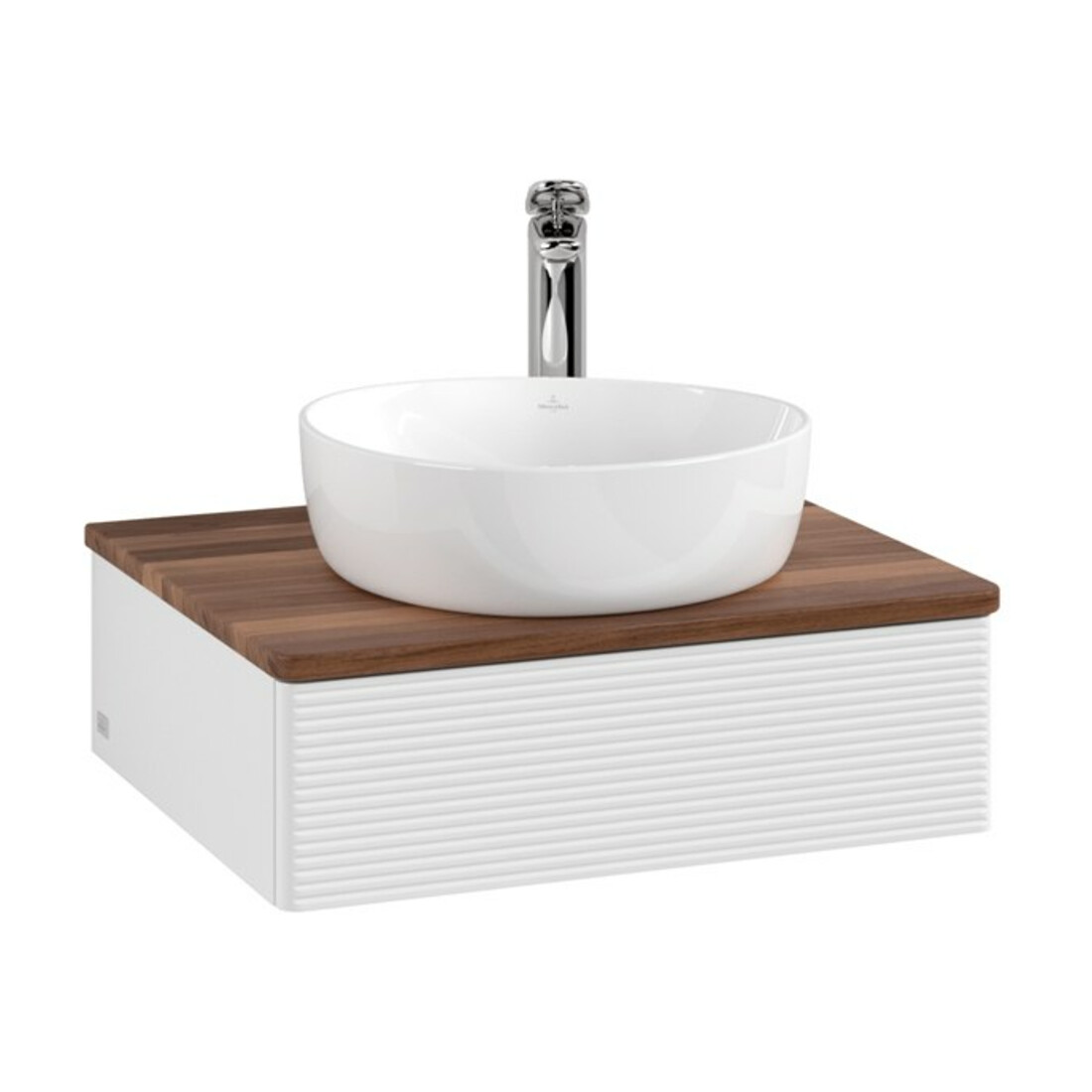 V&B Waschtischunterschrank mit Frontstruktur Antao 60x19x50cm, HL, WBP w. wal, glo wh. Lac