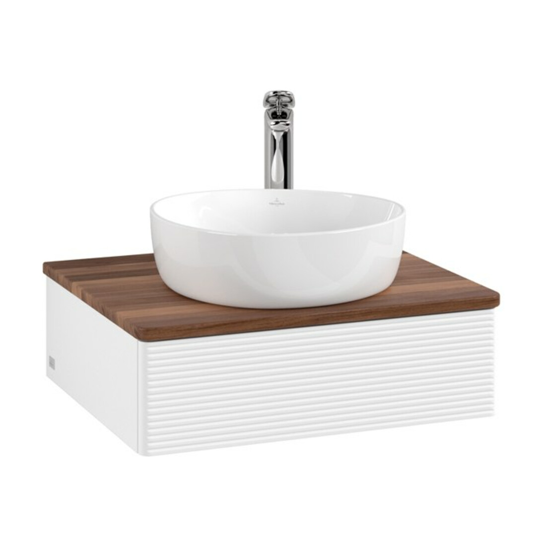 V&B Waschtischunterschrank mit Frontstruktur Antao 60x19x50cm, HL, WBP w. wal, wh. m Lac