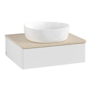 V&B Waschtischunterschrank mit Frontstruktur Antao 60x19x50cm, WBP botti., glo wh. Lac
