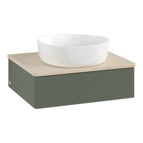 V&B Waschtischunterschrank mit Frontstruktur Antao 60x19x50cm, WBP botti., lea gre. m Lac