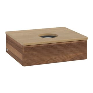 V&B Waschtischunterschrank mit Frontstruktur Antao 60x19x50cm, WBP-farbe hon. Oa, w. walnut