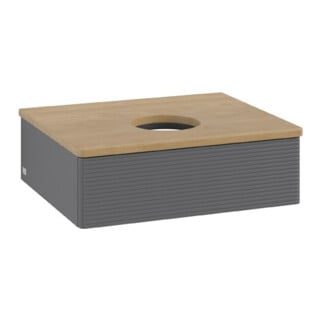 V&B Waschtischunterschrank mit Frontstruktur Antao 60x19x50cm, WBP hon. Oa, Anthrac. m Lac