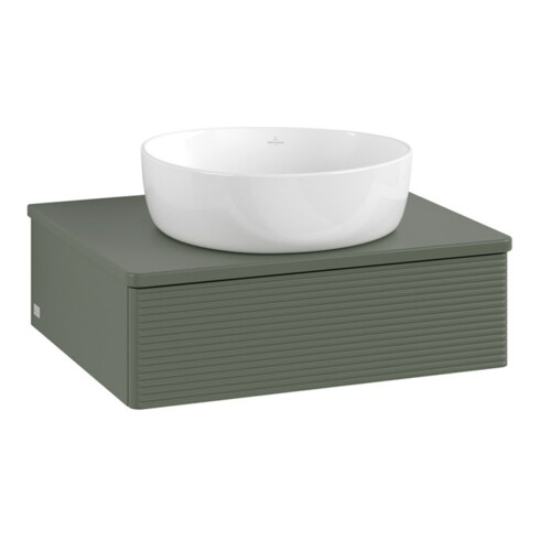V&B Waschtischunterschrank mit Frontstruktur Antao 60x19x50cm, WBP Lac, lea gre. m Lac