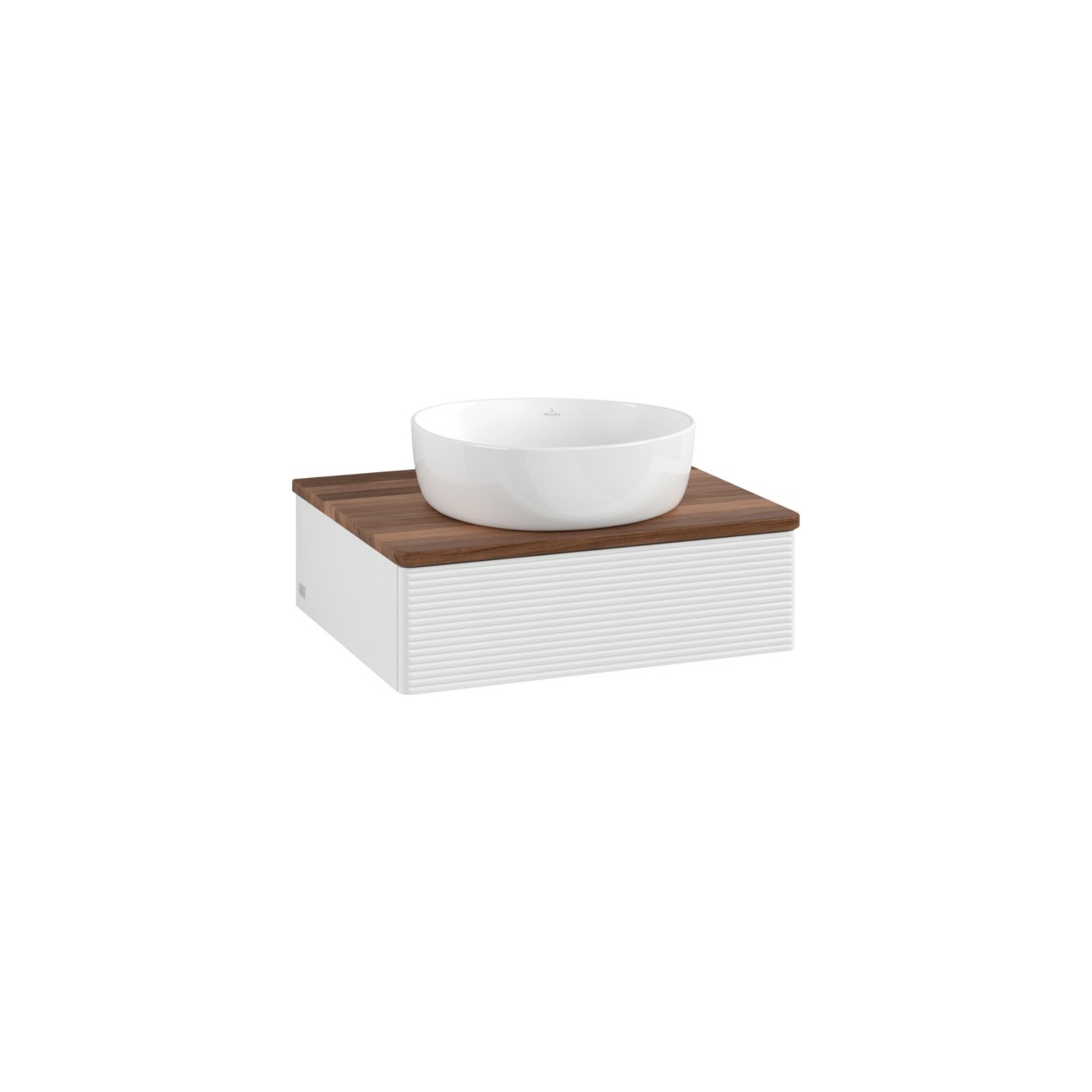 V&B Waschtischunterschrank mit Frontstruktur Antao 60x19x50cm, WBP w. wal, glo wh. Lac ; Villeroy & Boch