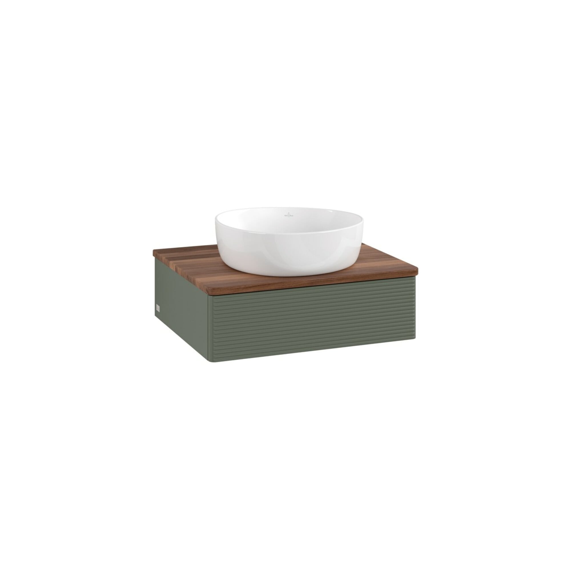 V&B Waschtischunterschrank mit Frontstruktur Antao 60x19x50cm, WBP w. wal, lea gre. m Lac ; Villeroy & Boch