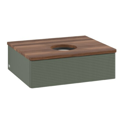 V&B Waschtischunterschrank mit Frontstruktur Antao 60x19x50cm, WBP w. wal, lea gre. m Lac
