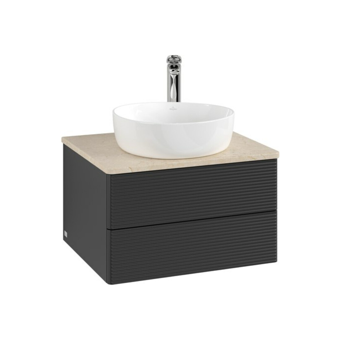 V&B Waschtischunterschrank mit Frontstruktur Antao 60x36x50cm, HL, WBP botti., bla m Lac