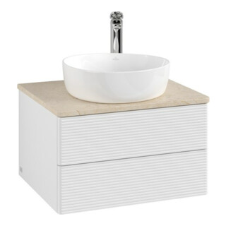 V&B Waschtischunterschrank mit Frontstruktur Antao 60x36x50cm, HL, WBP botti., glo wh. Lac
