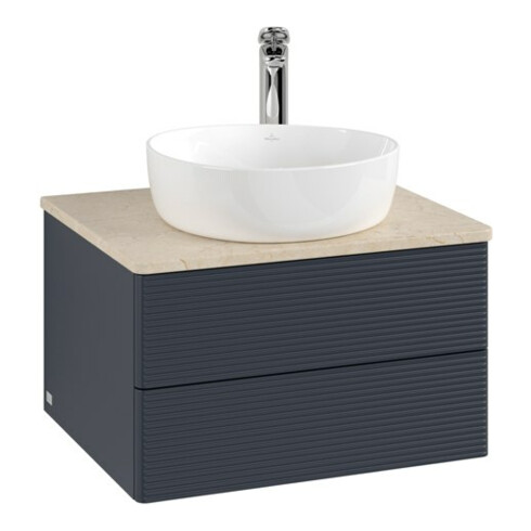 V&B Waschtischunterschrank mit Frontstruktur Antao 60x36x50cm, HL, WBP botti., md bl. m Lac