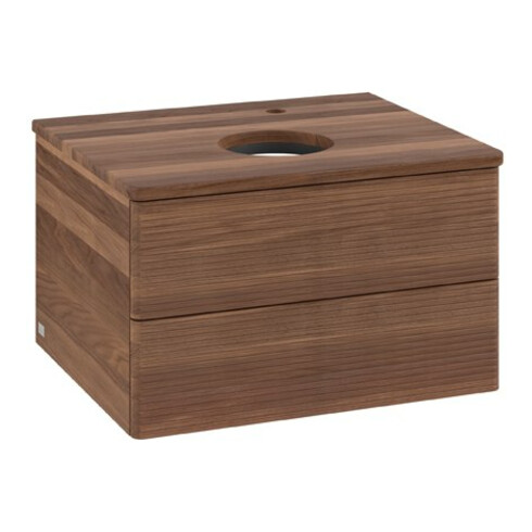 V&B Waschtischunterschrank mit Frontstruktur Antao 60x36x50cm, HL, WBP-farbe w. wal, w. wal