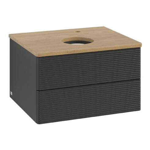 V&B Waschtischunterschrank mit Frontstruktur Antao 60x36x50cm, HL, WBP hon. Oa, bla m Lac