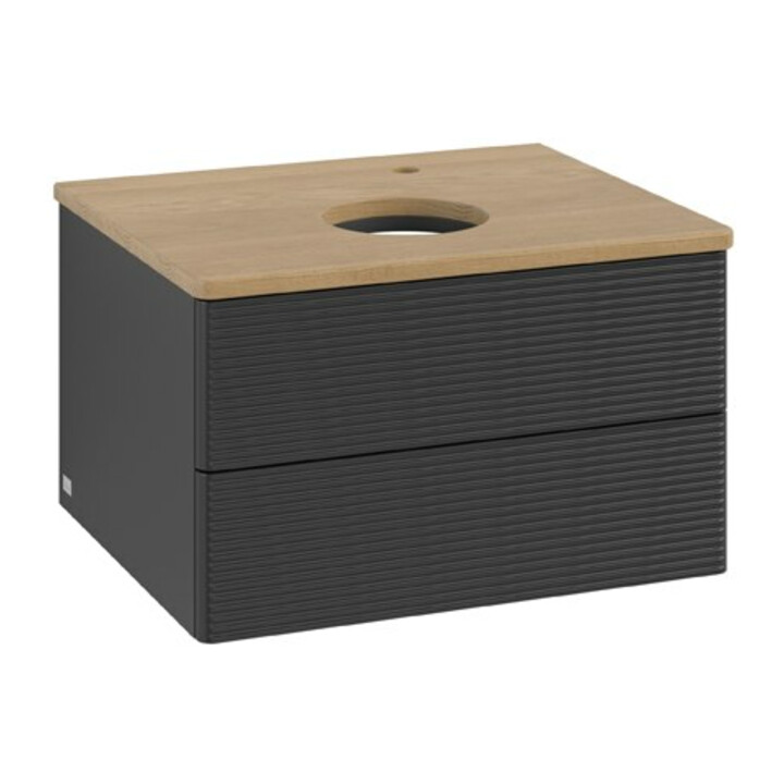 V&B Waschtischunterschrank mit Frontstruktur Antao 60x36x50cm, HL, WBP hon. Oa, bla m Lac