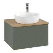 V&B Waschtischunterschrank mit Frontstruktur Antao 60x36x50cm, HL, WBP hon. Oa, le g. m Lac