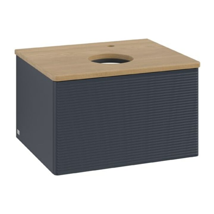 V&B Waschtischunterschrank mit Frontstruktur Antao 60x36x50cm, HL, WBP hon. Oa, md b m Lac