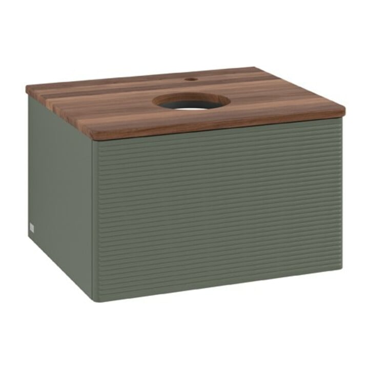V&B Waschtischunterschrank mit Frontstruktur Antao 60x36x50cm, HL, WBP w wa, lea gre. m Lac