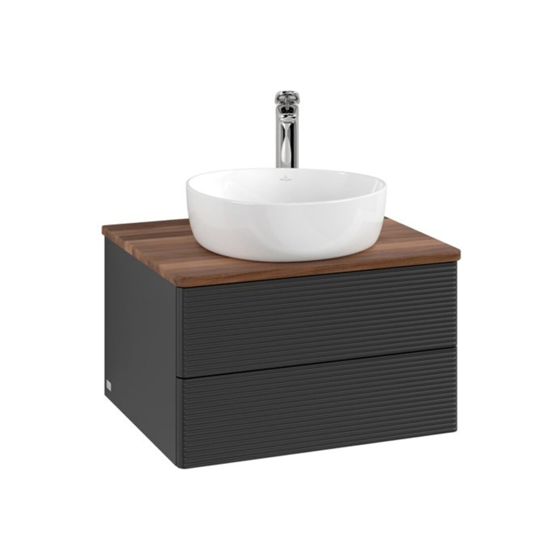 V&B Waschtischunterschrank mit Frontstruktur Antao 60x36x50cm, HL, WBP w. wal, bla m Lac