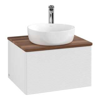 V&B Waschtischunterschrank mit Frontstruktur Antao 60x36x50cm, HL, WBP w. wal, glo wh. Lac