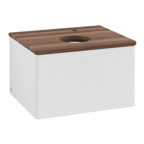 V&B Waschtischunterschrank mit Frontstruktur Antao 60x36x50cm, HL, WBP w. wal, glo wh. Lac