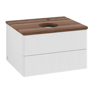 V&B Waschtischunterschrank mit Frontstruktur Antao 60x36x50cm, HL, WBP w. wal, glo wh. Lac
