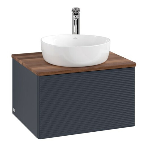 V&B Waschtischunterschrank mit Frontstruktur Antao 60x36x50cm, HL, WBP w. wal, md bl. m Lac