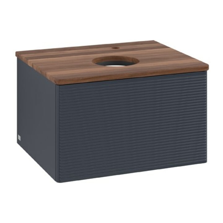 V&B Waschtischunterschrank mit Frontstruktur Antao 60x36x50cm, HL, WBP w. wal, md bl. m Lac