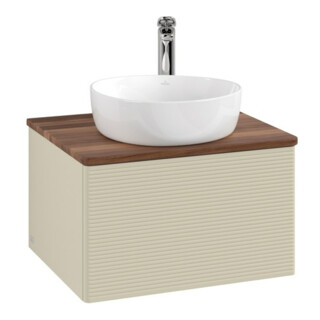 V&B Waschtischunterschrank mit Frontstruktur Antao 60x36x50cm, HL, WBP w. wal, si Gr m Lac