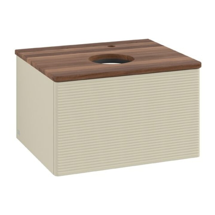 V&B Waschtischunterschrank mit Frontstruktur Antao 60x36x50cm, HL, WBP w. wal, si Gr m Lac