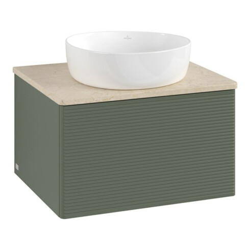 V&B Waschtischunterschrank mit Frontstruktur Antao 60x36x50cm, WBP botti., lea gre. m Lac