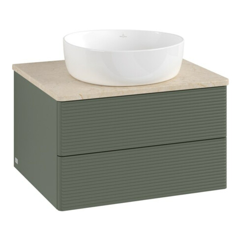 V&B Waschtischunterschrank mit Frontstruktur Antao 60x36x50cm, WBP botti., lea gre. m Lac