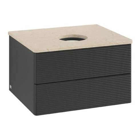 V&B Waschtischunterschrank mit Frontstruktur Antao 60x36x50cm, WBP-farbe botti., bla m Lac