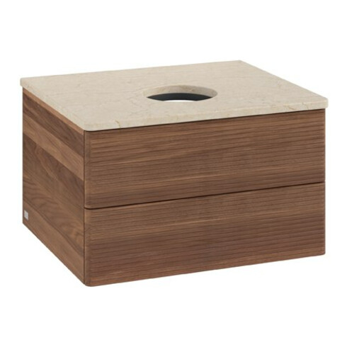 V&B Waschtischunterschrank mit Frontstruktur Antao 60x36x50cm, WBP-farbe botti., w. walnut