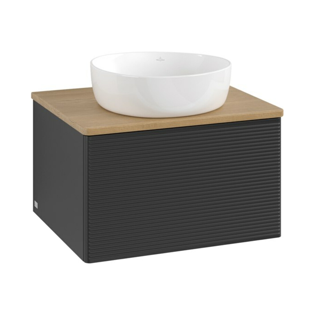 V&B Waschtischunterschrank mit Frontstruktur Antao 60x36x50cm, WBP-farbe hon. Oa, bla m Lac