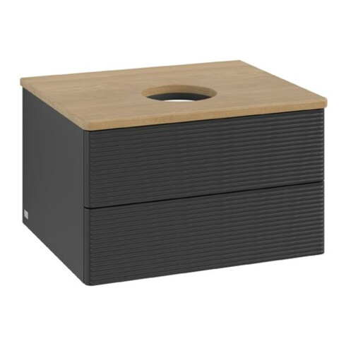 V&B Waschtischunterschrank mit Frontstruktur Antao 60x36x50cm, WBP-farbe hon. Oa, bla m Lac