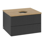 V&B Waschtischunterschrank mit Frontstruktur Antao 60x36x50cm, WBP-farbe hon. Oa, bla m Lac