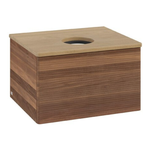 V&B Waschtischunterschrank mit Frontstruktur Antao 60x36x50cm, WBP-farbe hon. Oa, w. walnut