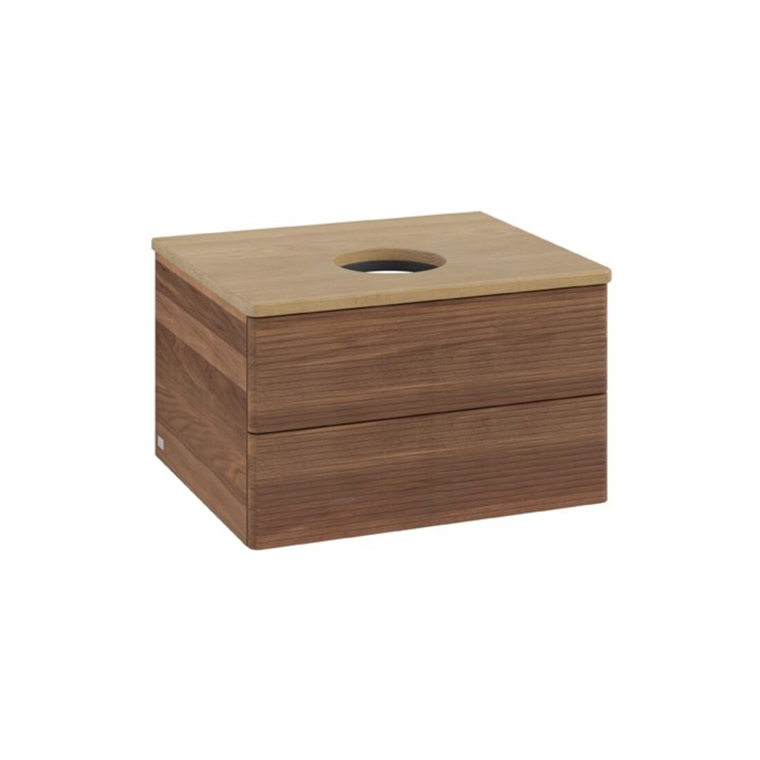 V&B Waschtischunterschrank mit Frontstruktur Antao 60x36x50cm, WBP-farbe hon. Oa, w. walnut