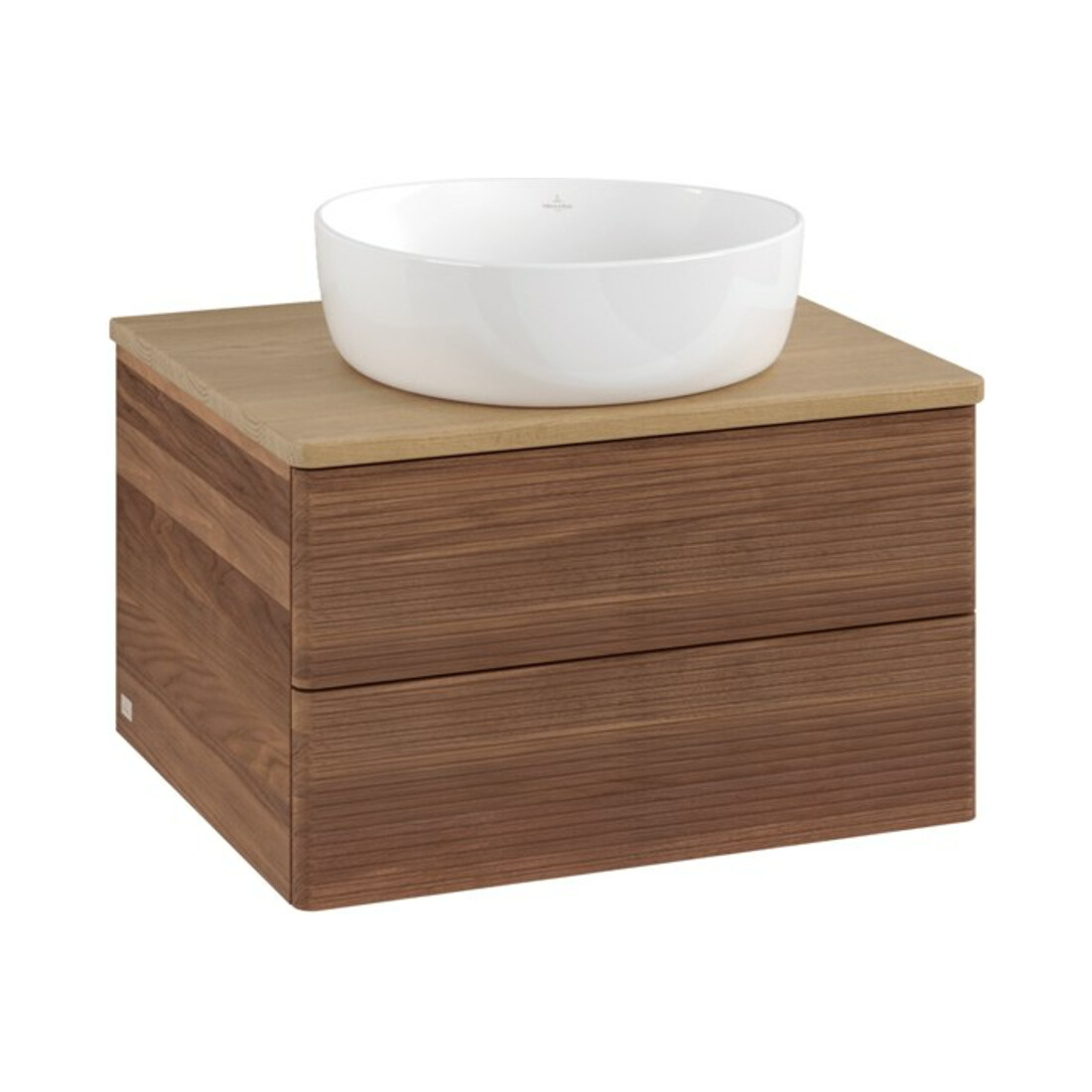 V&B Waschtischunterschrank mit Frontstruktur Antao 60x36x50cm, WBP-farbe hon. Oa, w. walnut