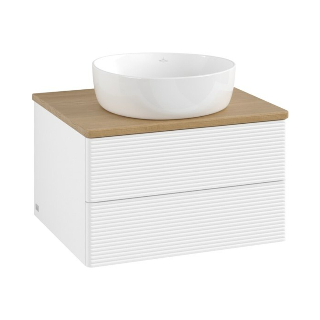 V&B Waschtischunterschrank mit Frontstruktur Antao 60x36x50cm, WBP-farbe hon. Oa, wh. m Lac
