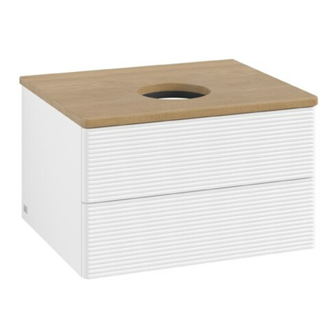 V&B Waschtischunterschrank mit Frontstruktur Antao 60x36x50cm, WBP-farbe hon. Oa, wh. m Lac