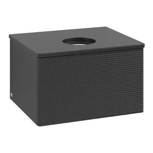 V&B Waschtischunterschrank mit Frontstruktur Antao 60x36x50cm, WBP-farbe Lac, bla m lacquer