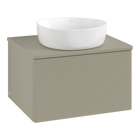 V&B Waschtischunterschrank mit Frontstruktur Antao 60x36x50cm, WBP-farbe Lac, st. Gr m Lac