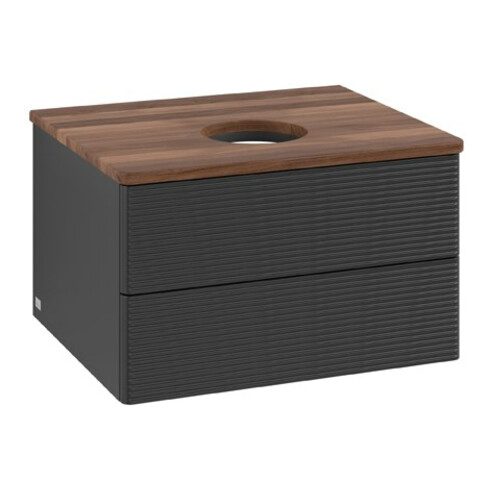 V&B Waschtischunterschrank mit Frontstruktur Antao 60x36x50cm, WBP-farbe w. wal, bla m Lac