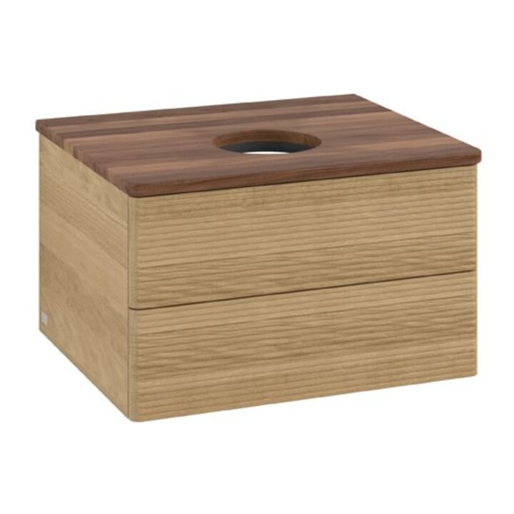 V&B Waschtischunterschrank mit Frontstruktur Antao 60x36x50cm, WBP-farbe w. wal, honey oak