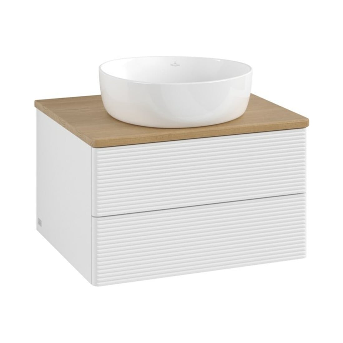 V&B Waschtischunterschrank mit Frontstruktur Antao 60x36x50cm, WBP hon. Oa, glo wh. Lac