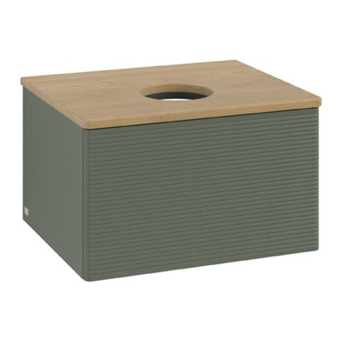 V&B Waschtischunterschrank mit Frontstruktur Antao 60x36x50cm, WBP hon. Oa, lea gre. m Lac