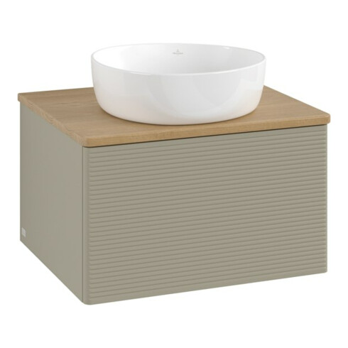 V&B Waschtischunterschrank mit Frontstruktur Antao 60x36x50cm, WBP hon. Oa, st. Gr m Lac