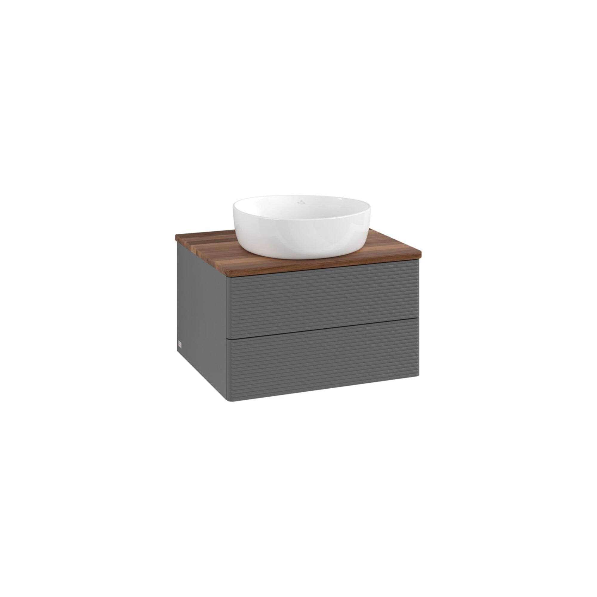 V&B Waschtischunterschrank mit Frontstruktur Antao 60x36x50cm, WBP w. wal, Anthrac. m Lac ; Villeroy & Boch