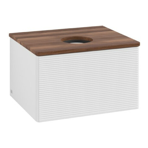 V&B Waschtischunterschrank mit Frontstruktur Antao 60x36x50cm, WBP w. wal, glo wh. Lac